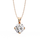 2 Ct Classic Round Cut Diamond Necklace Yellow Gold
