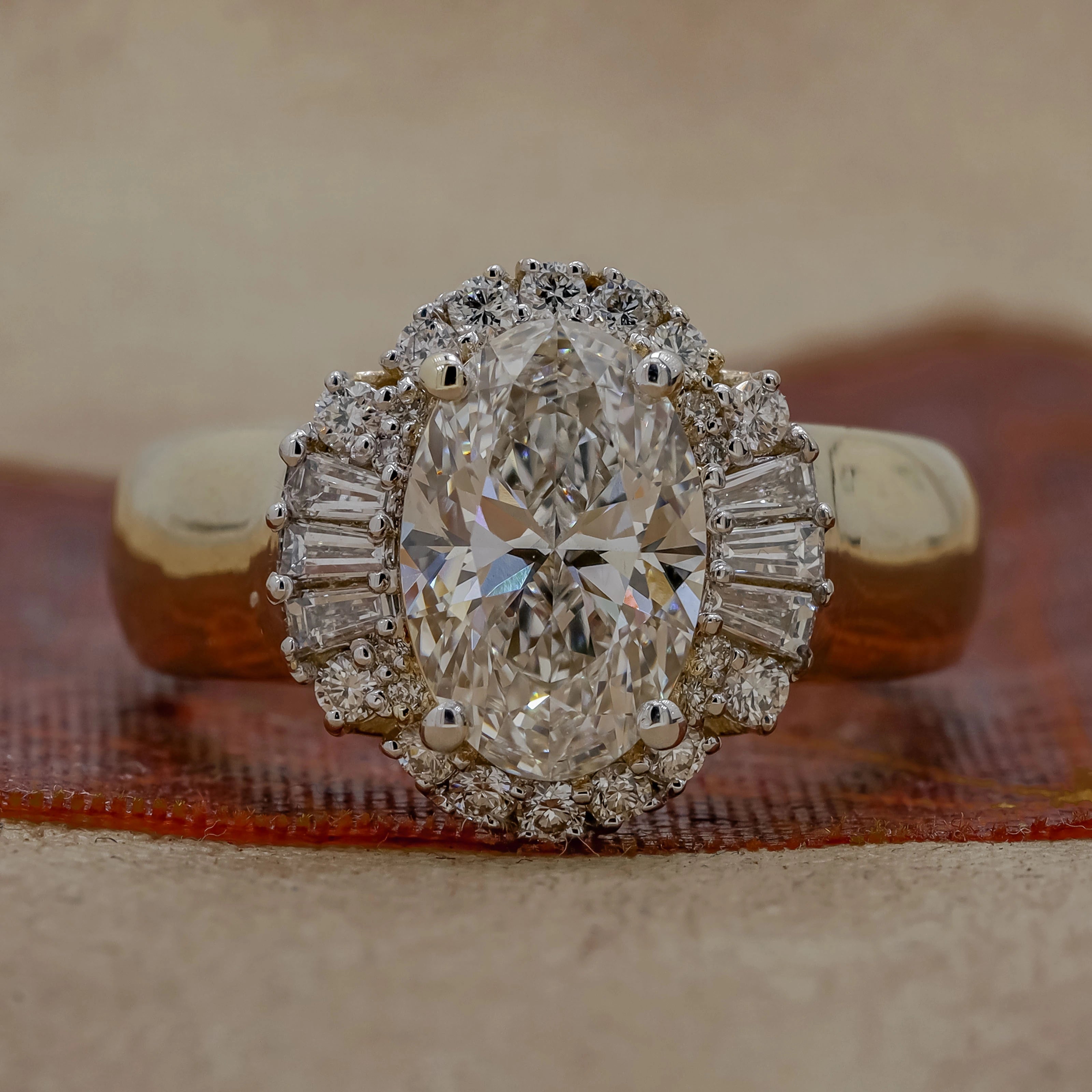 2.61 Carat Oval Diamond Cocktail Ring in Gold for Women