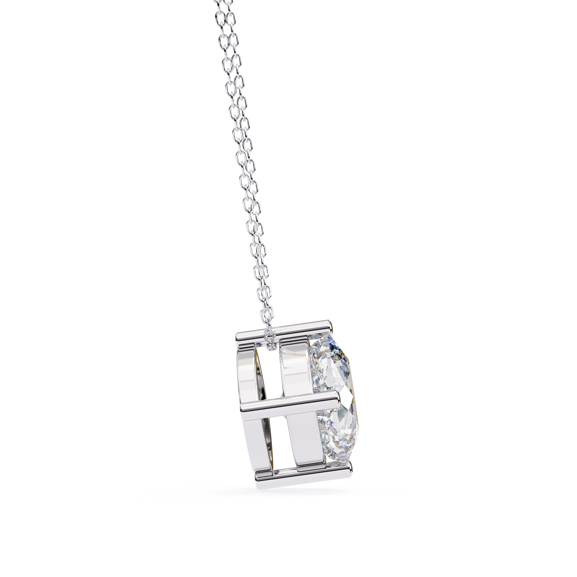 2 Ct Cushion Cut Diamond Solitaire Pendant Necklace in White Gold