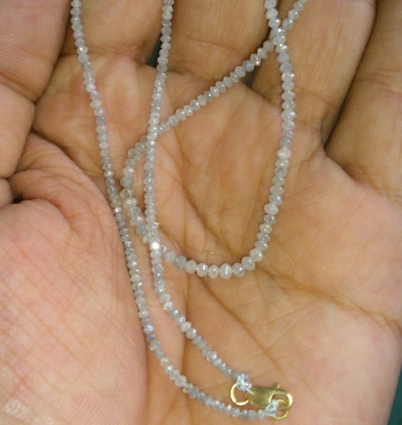 32 Inch Gray Faceted Diamond Beads Necklace
