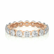 2.05 Carat Round Cut Bar Set Diamond Eternity Band In Rose Gold Rose