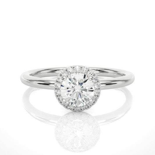 Simple Halo Lab Diamond Prong Set Engagement Ring