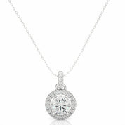 1.56 Carat Round Cut Halo Prong Setting Diamond Pendant Lab Diamond
