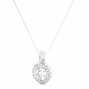 1.56 Carat Round Cut Halo Prong Setting Diamond Pendant