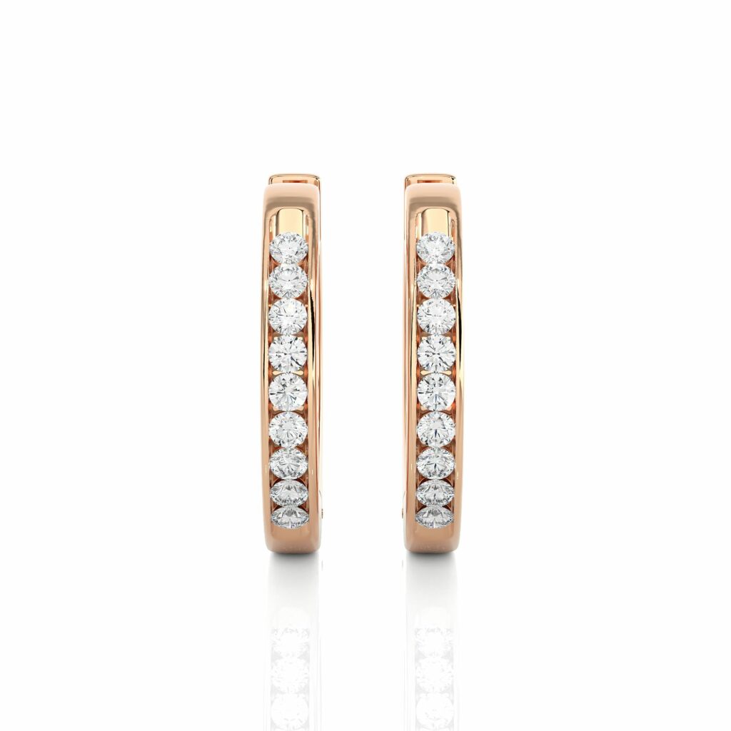 0.52 Ct Round Cut Bezel Setting Diamond Earrings In Yellow Gold 18K Rose Gold Natural Diamond