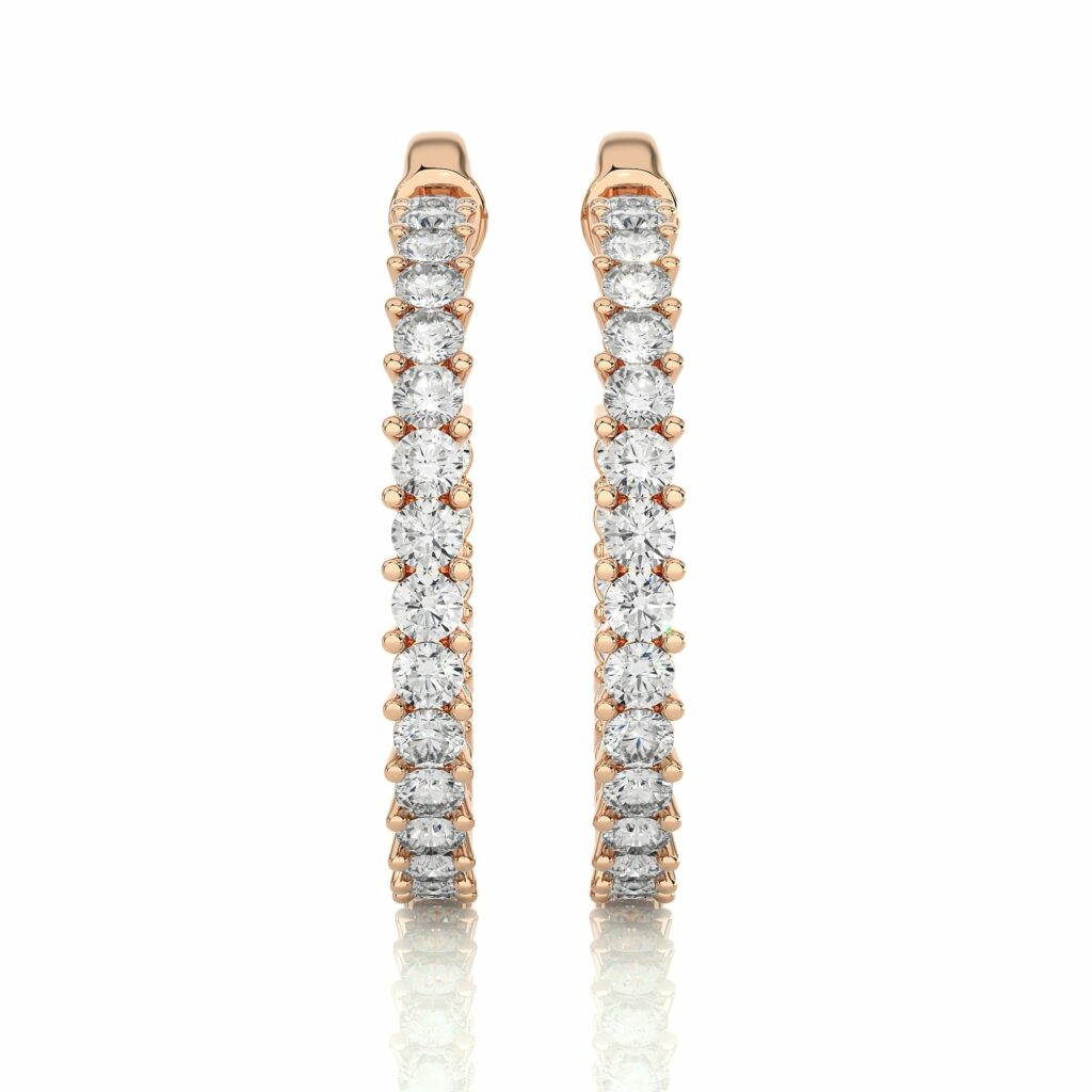 1 Carat Round Cut Prong Setting Lab Diamond Hoop Earrings In White Gold Rose