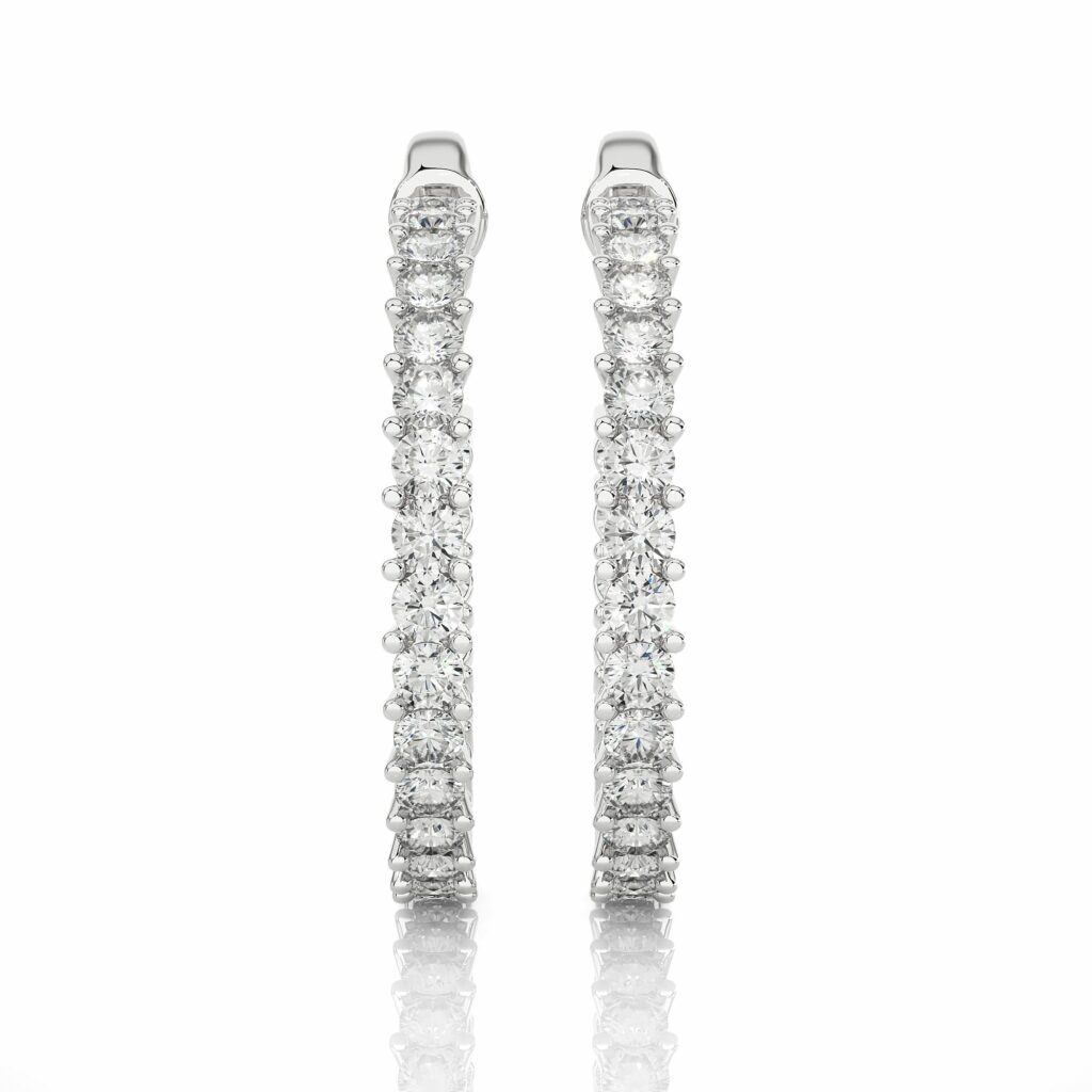 1.00 Carat Round Cut Prong Setting Diamond Hoop Earrings In Rose Gold White