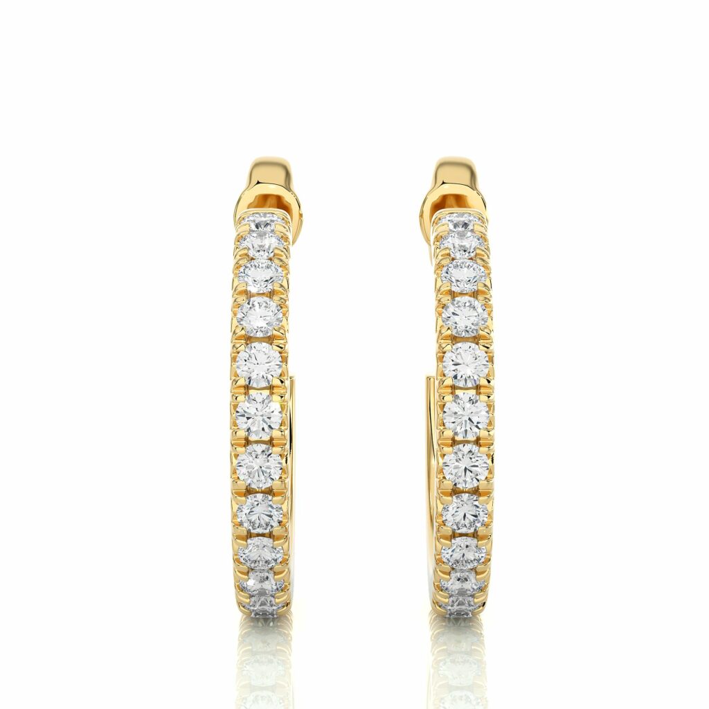 0.45 Carat Round Cut Channel Set Lab Diamond Hoop Earrings In White Gold Yellow
