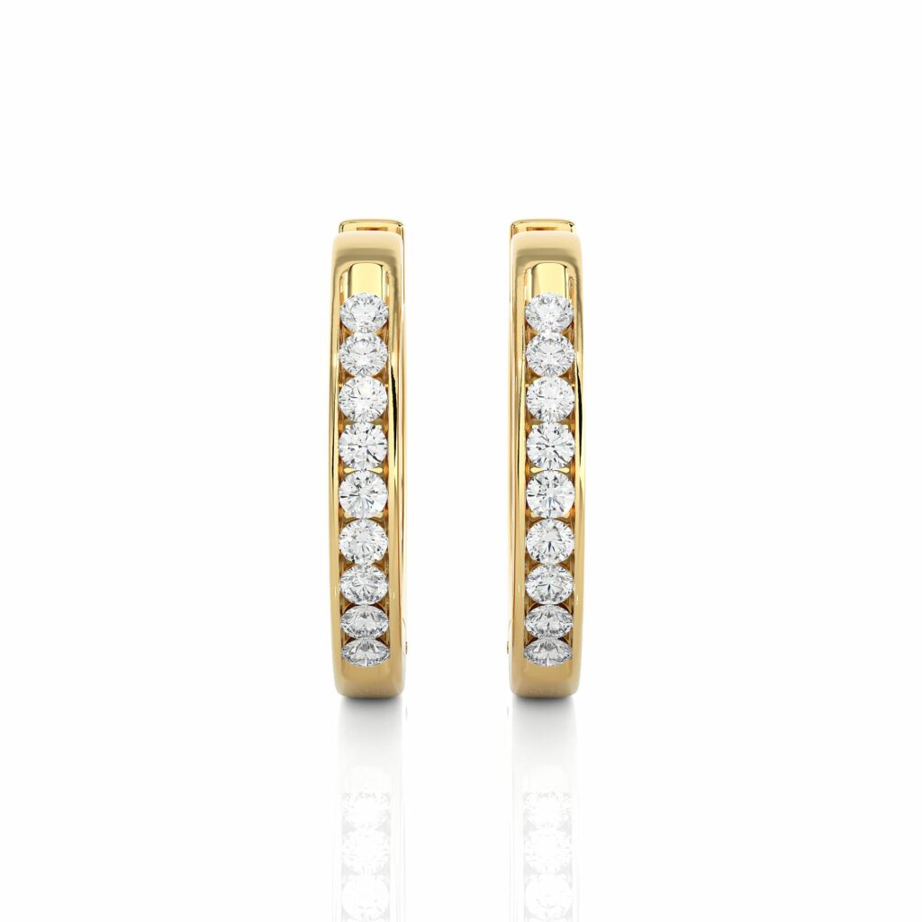 0.52 Ct Round Cut Bezel Setting Diamond Earrings In Yellow Gold 18K Yellow Gold Natural Diamond