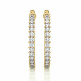 2.06 Carat Round Cut Prong Setting Diamond Hoop Earrings In White Gold