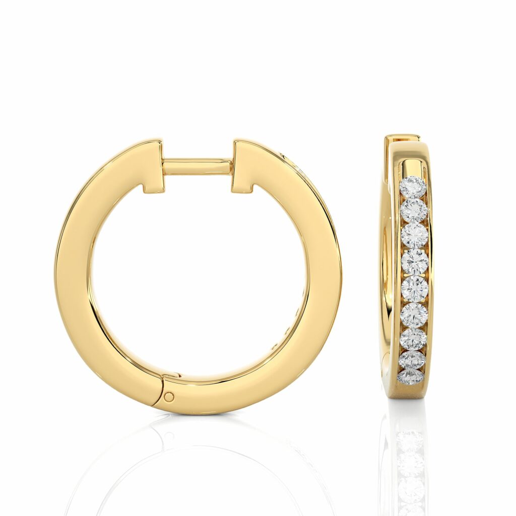 0.52 Ct Round Cut Bezel Setting Diamond Earrings In Yellow Gold