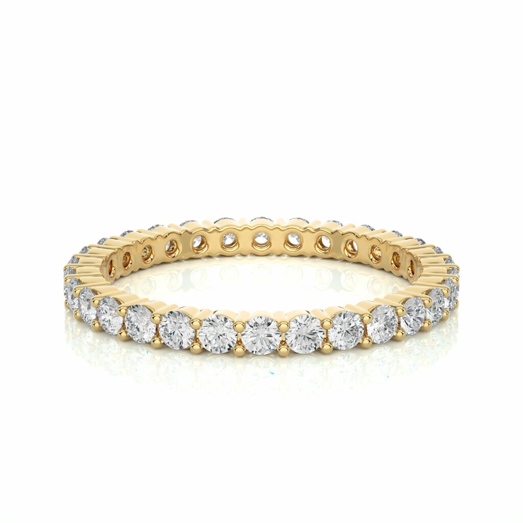 0.90 Ct Round Cut Prong Set Diamond Eternity Wedding Band In Yellow Gold Yellow