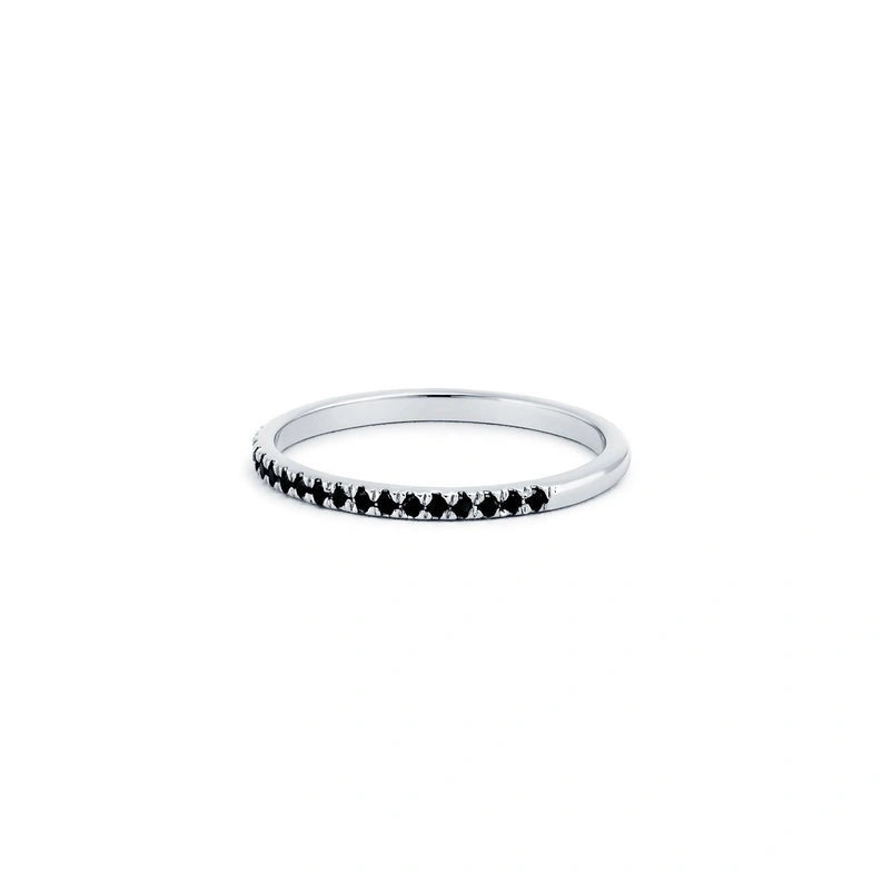 0.49 Ct Round Cut Black Diamond Eternity Band Black Diamond Wedding Rings