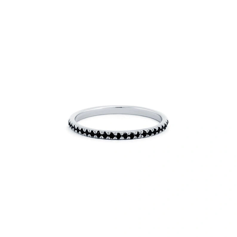 0.49 Ct Round Cut Black Diamond Eternity Band Black Diamond Wedding Rings