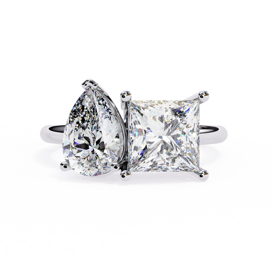Front View Of Ring 3.71 Ct Lab Grown Diamond Toi Et Moi Ring
