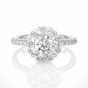 Round Lab Made Diamond Floral Halo Engagement Ring 950 Platinum Natural Diamond
