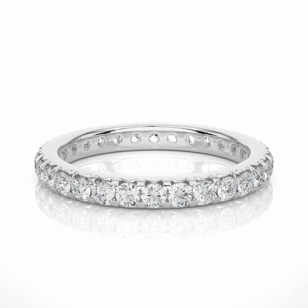 1.05 Carat Round Cut French Setting Diamond Eternity Band In Rose Gold 18K Rose Gold Natural Diamond
