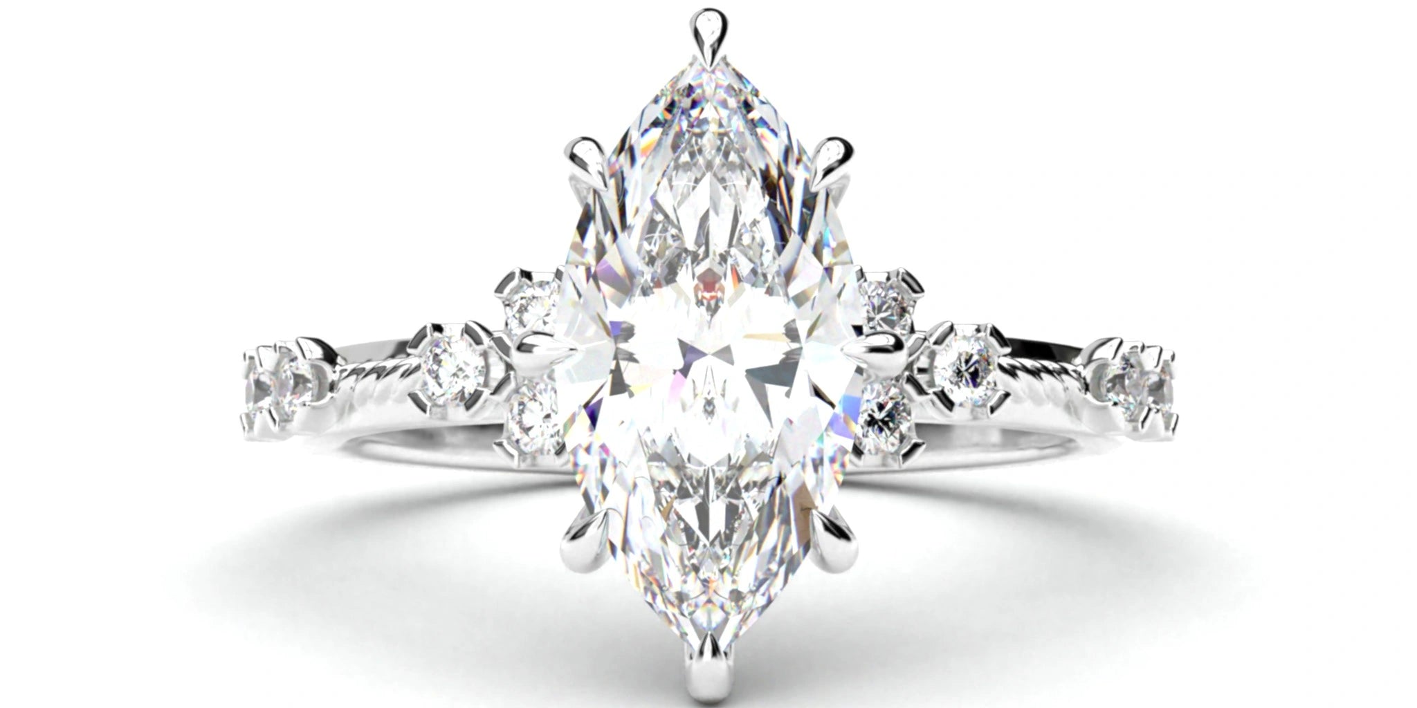 2.18ct Marquise Lab Diamond Ring with Accent Stones Lab Diamond