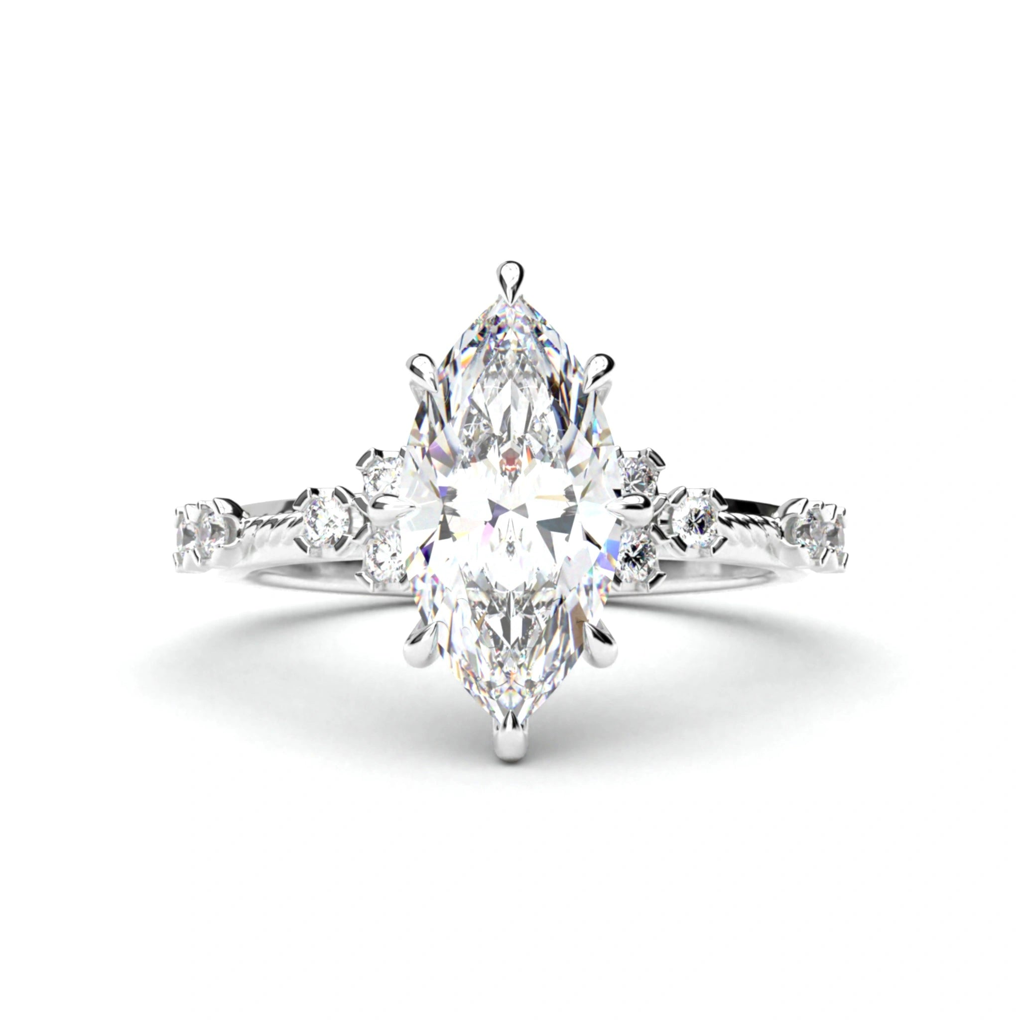 2.18ct Marquise Lab Diamond Ring with Accent Stones Lab Diamond