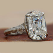 Side View Of 6.18 Ct Elongated Cushion-Cut Diamond Vintage-Style Engagement Ring 