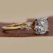 Side View Of 1.35 Ct Round Diamond Cluster Engagement Ring