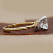 Side View Of 1.35 Ct Round Diamond Cluster Engagement Ring