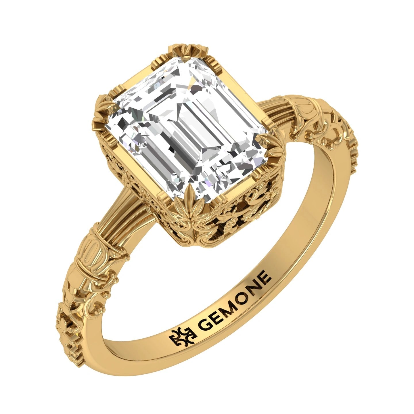 2.5 Ct Emerald Cut Diamond Solitaire Engagement Ring with 4-Prong Setting