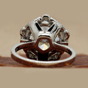 Back View Of 7.28 Ct Round Brilliant Vintage Scalloped Halo Ring