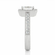 1.09 Carat Emerald Cut Halo Lab Created Diamond Ring Halo Diamond Engagement Rings