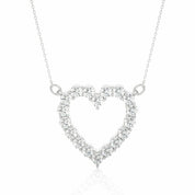 0.50 Ct Round Cut Prong Setting Diamond Heart Shaped Necklace In White Gold 950 Platinum Natural Diamond