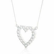 0.50 Ct Round Cut Prong Setting Diamond Heart Shaped Necklace In White Gold