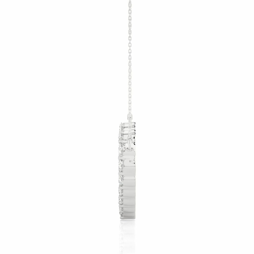 0.50 Ct Round Cut Prong Setting Diamond Heart Shaped Necklace In White Gold