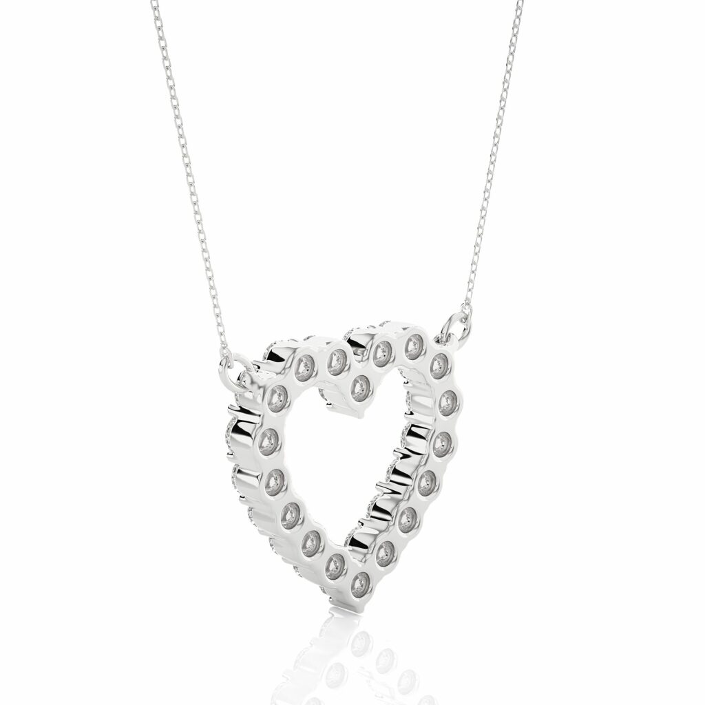 0.50 Ct Round Cut Prong Setting Diamond Heart Shaped Pendant In Yellow Gold White