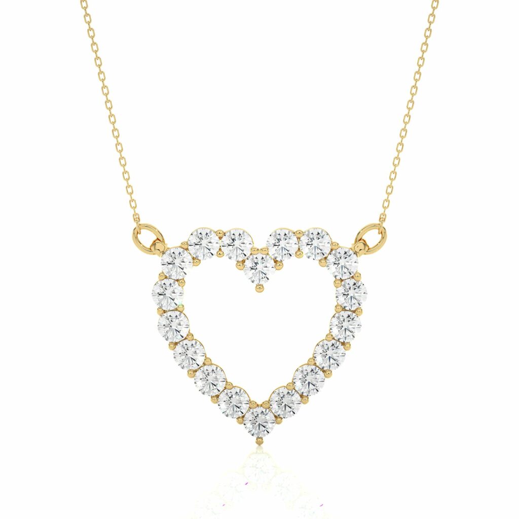 0.50 Ct Round Cut Prong Set Heart Shaped Lab Diamond Pendant In White Gold Yellow
