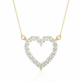 0.50 Ct Round Cut Prong Setting Diamond Heart Shaped Necklace In White Gold
