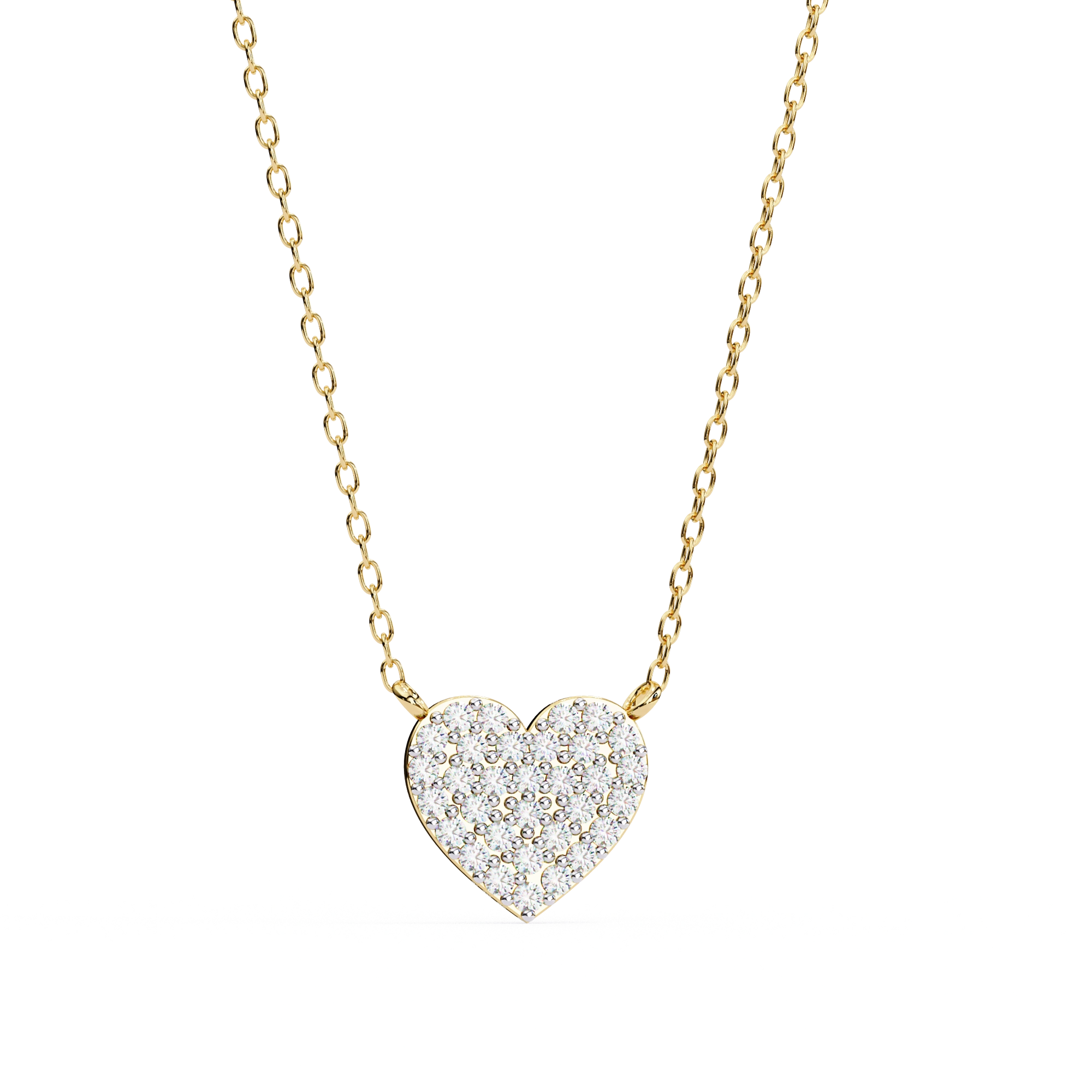 Heart Lab Diamond Pave Set Necklace In Rose Gold 18K Yellow Gold Natural Diamond