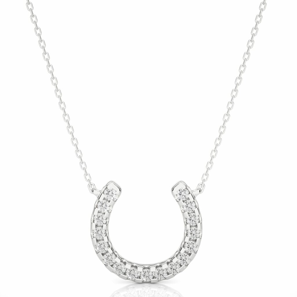 0.30 Ct Round Cut Channel Setting Horseshoe Diamond Pendant In White Gold Natural Diamond