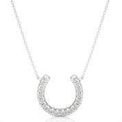 0.30 Ct Round Cut Channel Setting Horseshoe Diamond Pendant In White Gold Natural Diamond