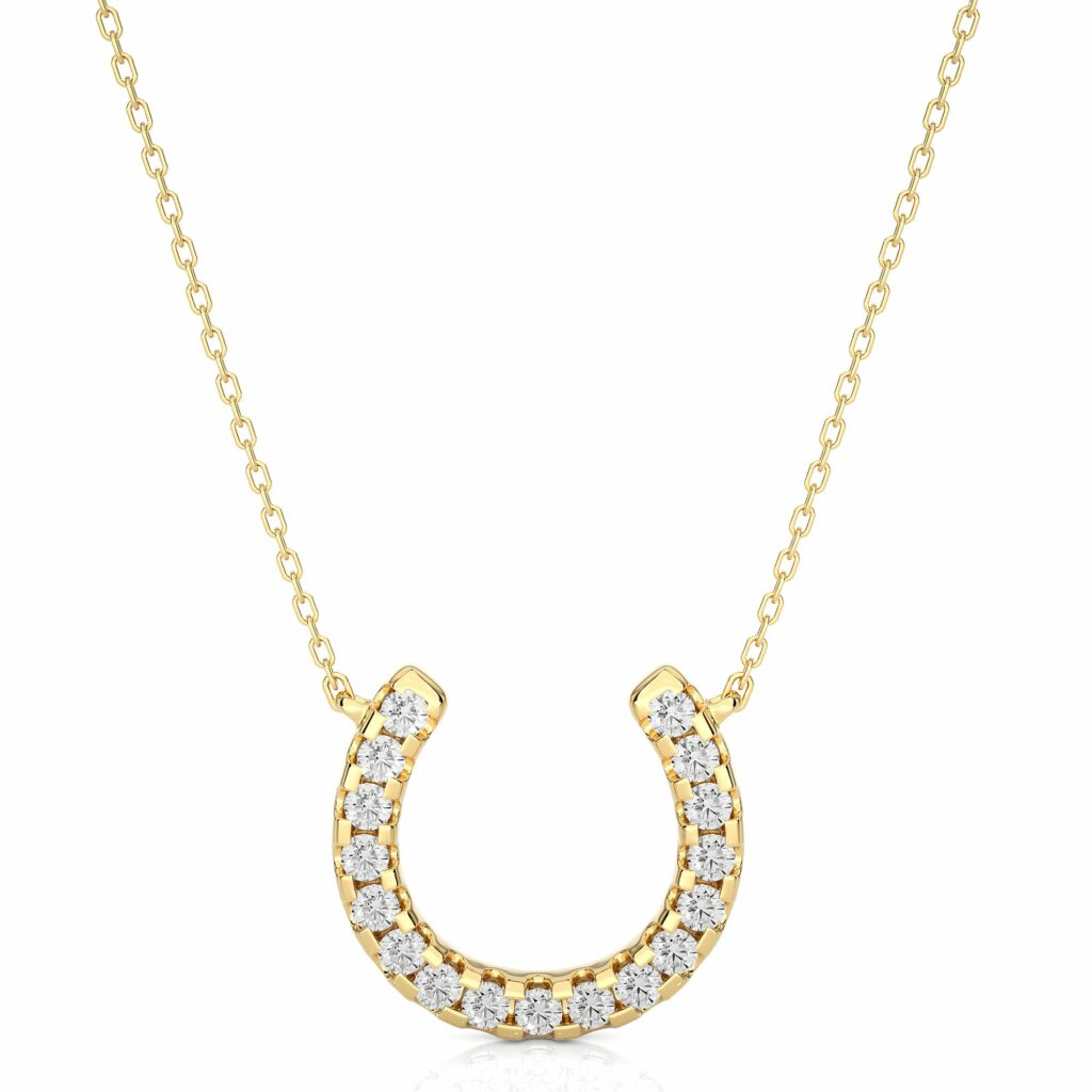 0.30 Ct Round Cut Channel Set Horseshoe Lab Diamond Pendant in White Gold Yellow