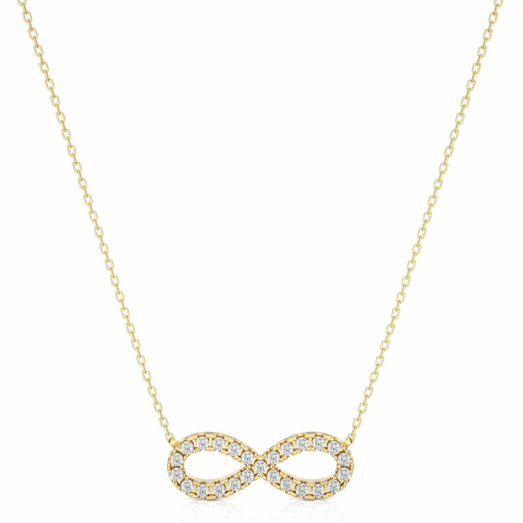 0.40 Ct Round Shaped Prong Set Lab Diamond Infinity Pendant In White Gold Yellow