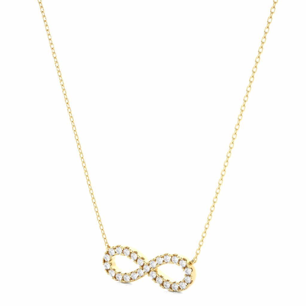 0.50 Ct Round Cut Bar Setting Infinity Diamond Necklace In Yellow Gold