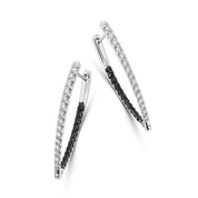 0.70 Ct Round Cut Black & White Diamond Hoop Earrings Fine Jewelry for Women 18K Rose Gold