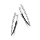 0.70 Ct Round Cut Black & White Diamond Hoop Earrings Fine Jewelry for Women