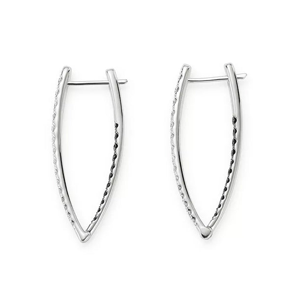 0.70 Ct Round Cut Black & White Diamond Hoop Earrings Fine Jewelry for Women
