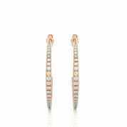 0.48 Ct Channel Setting J Hoop Diamond Earrings In White Gold For Women's 18K Rose Gold Natural Diamond