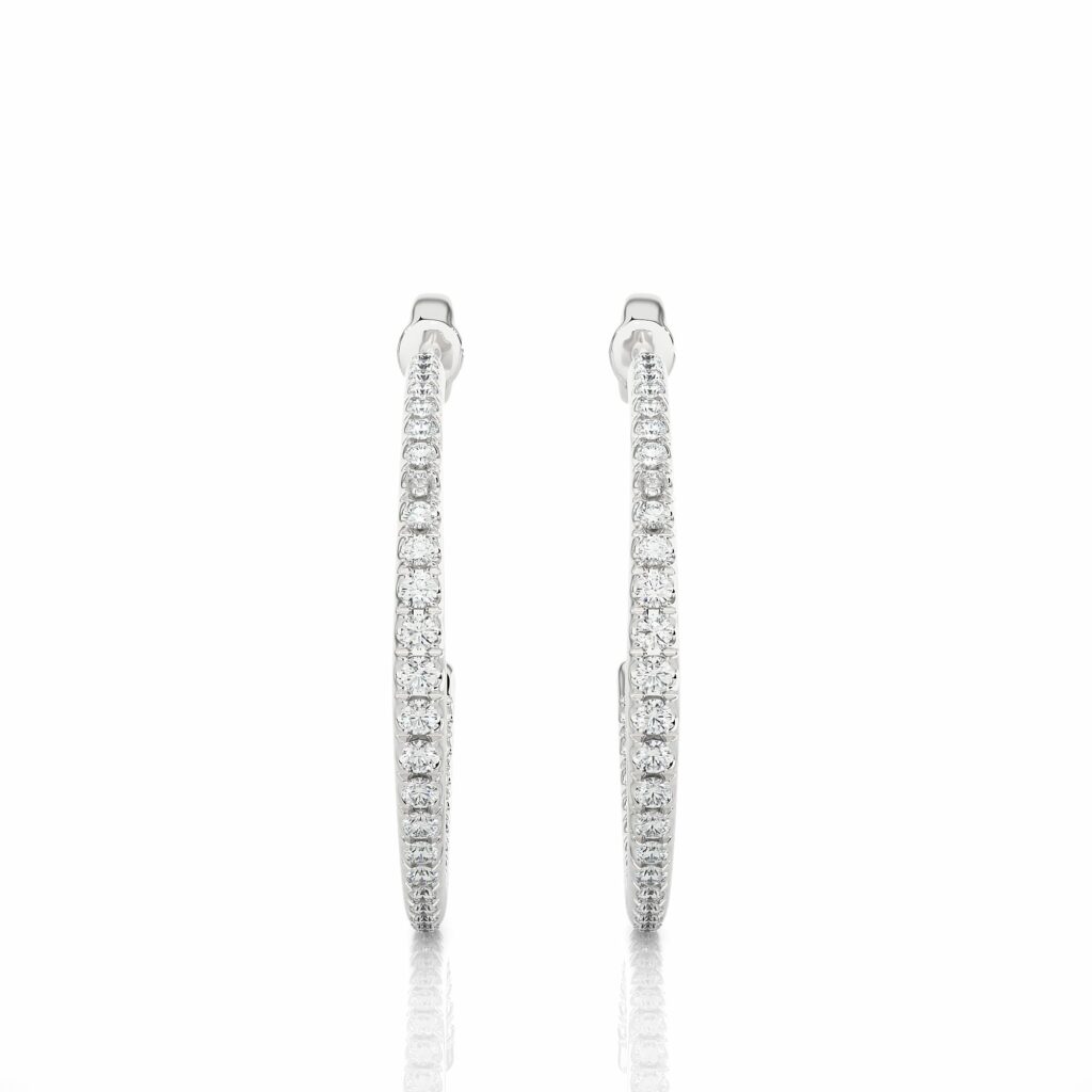 0.40 Ct Chennal Setting J Hoop Diamond Earrings In Yellow Gold For Women's White