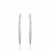 0.40 Ct Chennal Setting J Hoop Diamond Earrings In Yellow Gold For Women's White