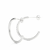 0.48 Ct Channel Setting J Hoop Diamond Earrings In White Gold For Women's