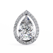 3.42 Carat Pear Diamond Halo Stud Earrings in Gold and Platinum