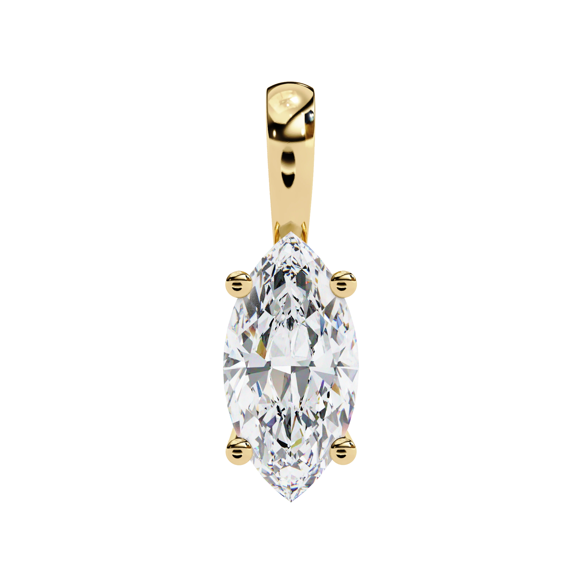1 Ct Marquise Cut Diamond Solitaire Pendant in Yellow Gold